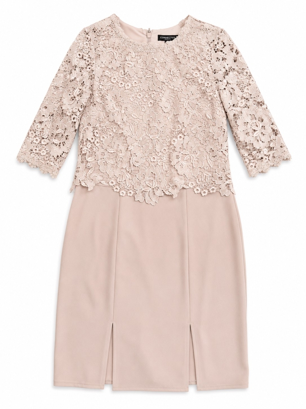 Connected Apparel Blush Lace Overlay Sheath Dress